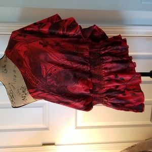 Red and Black sexy one sleeve top